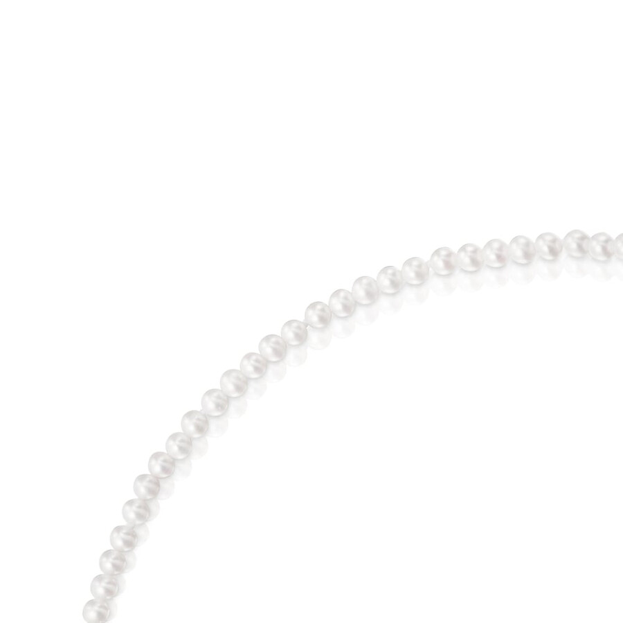 halskette mit zuchtperlen und silbernem ring oval