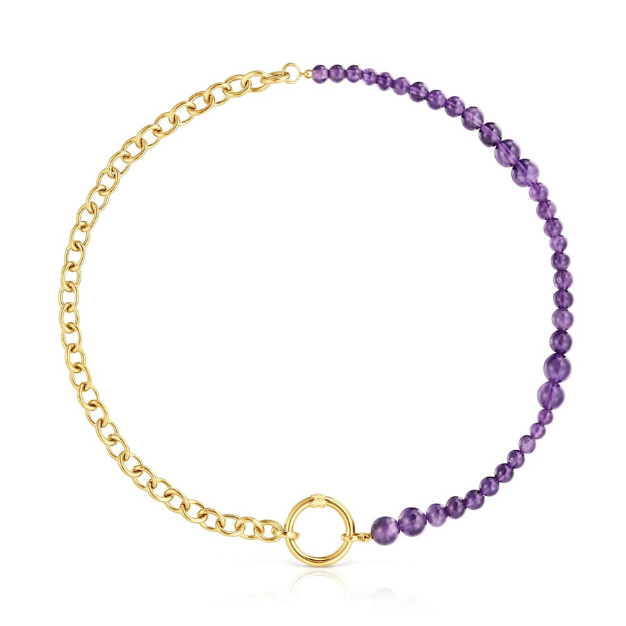halskette mit 18-karätiger vergoldung über silber und amethyst