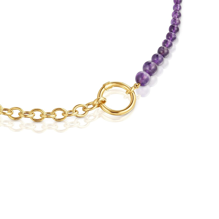 halskette mit 18-karätiger vergoldung über silber und amethyst