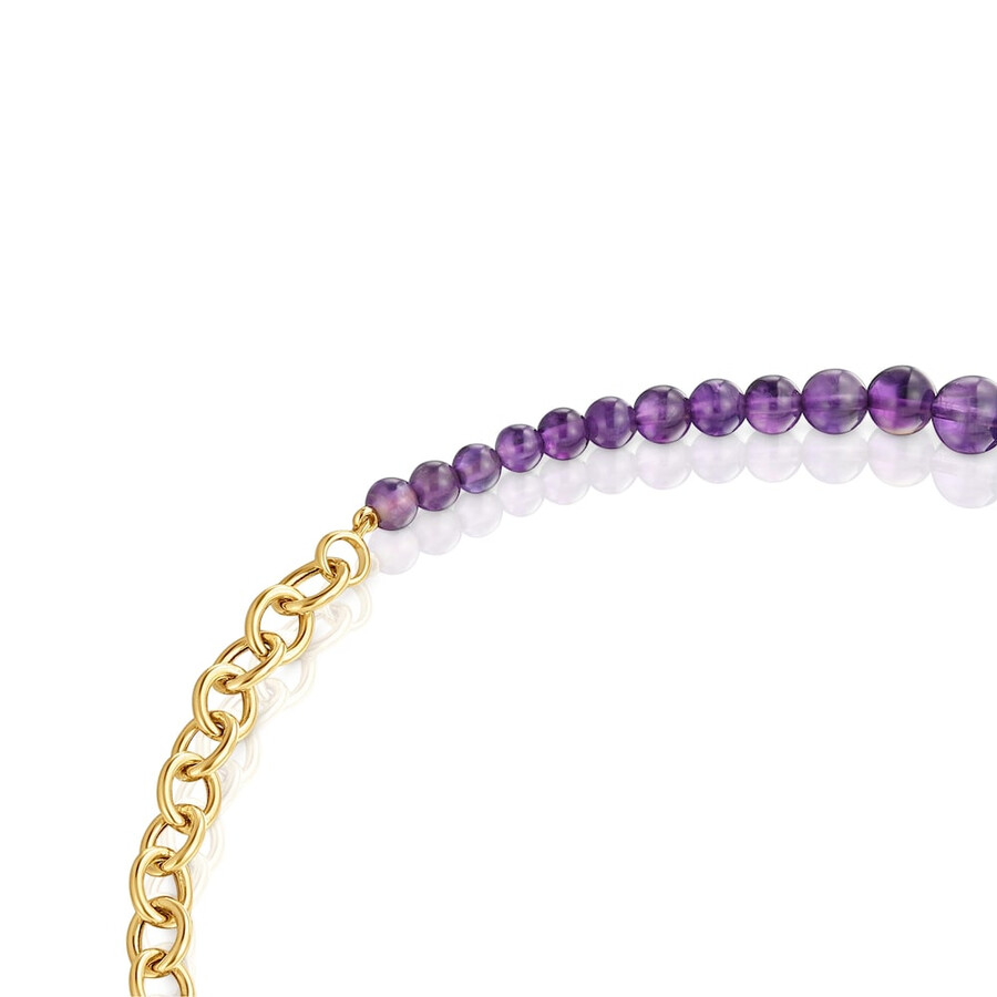 halskette mit 18-karätiger vergoldung über silber und amethyst