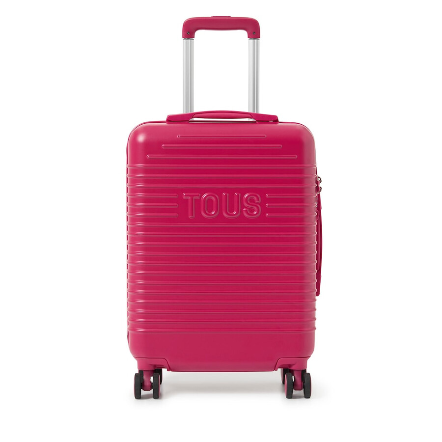 fuchsiafarbener koffer von tous travel