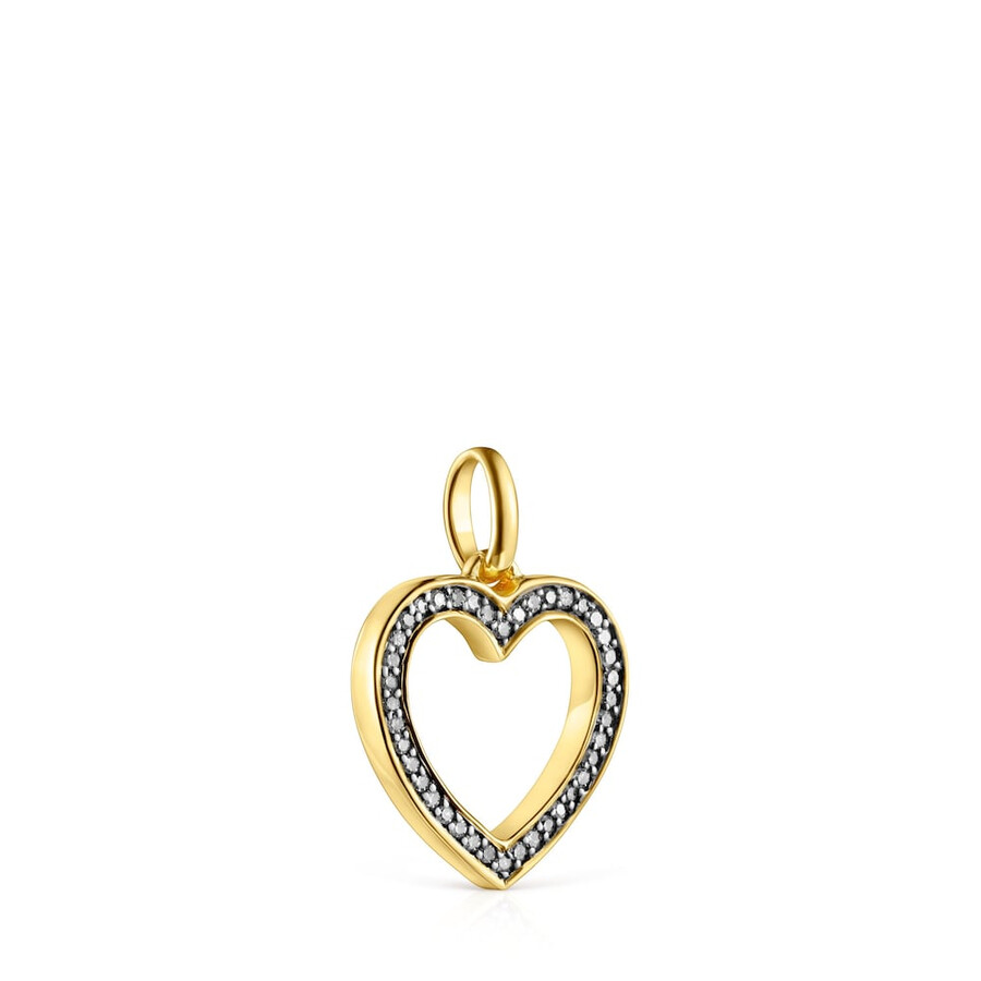 nocturne herzanhänger aus silbervergoldetem metall mit diamanten