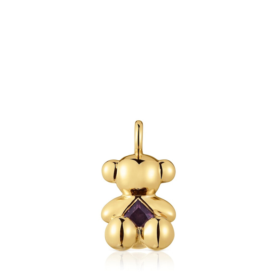 mittelgroßer bärenanhänger 18-karätige vergoldung auf silber und amethyst modell „bully bear