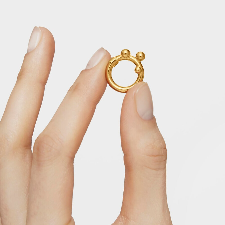 mittelgroßer ring mit 18-karätiger vergoldung auf silber und details.