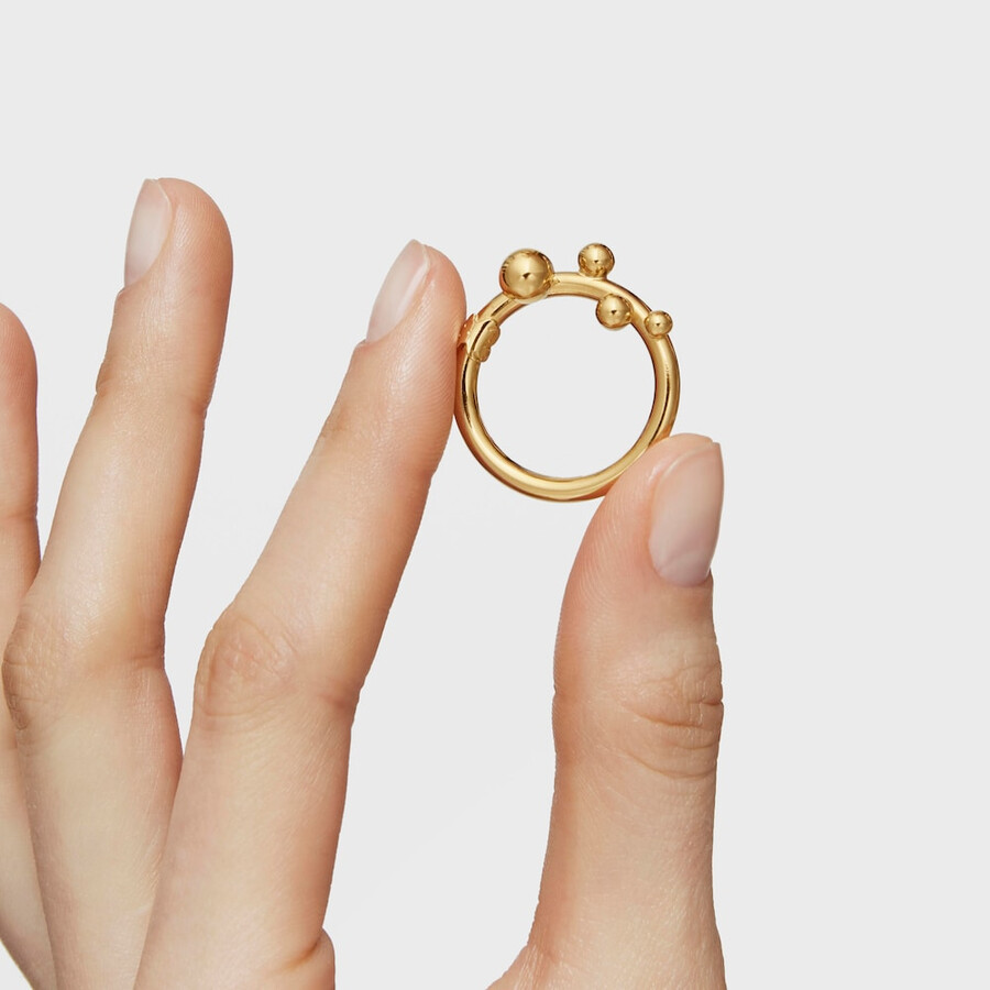großer ring mit 18-karätiger vergoldung auf silber und details