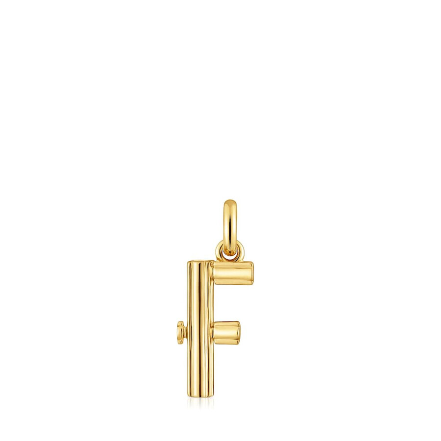 mittlerer anhänger mit dem buchstaben f aus 18-karätigem gold über silber tous alphabet