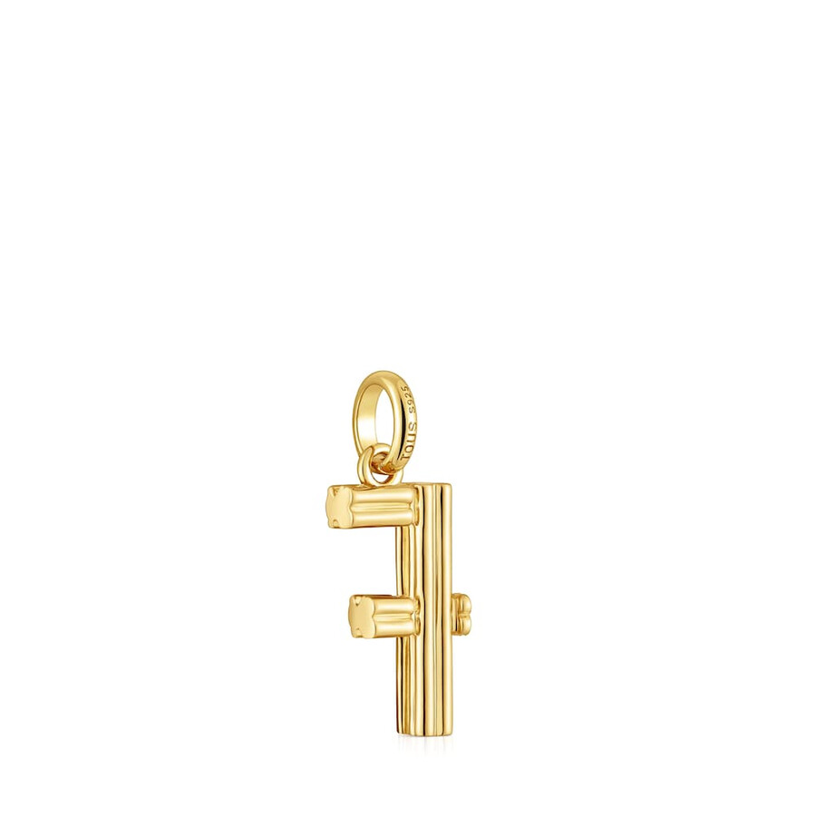 mittlerer anhänger mit dem buchstaben f aus 18-karätigem gold über silber tous alphabet