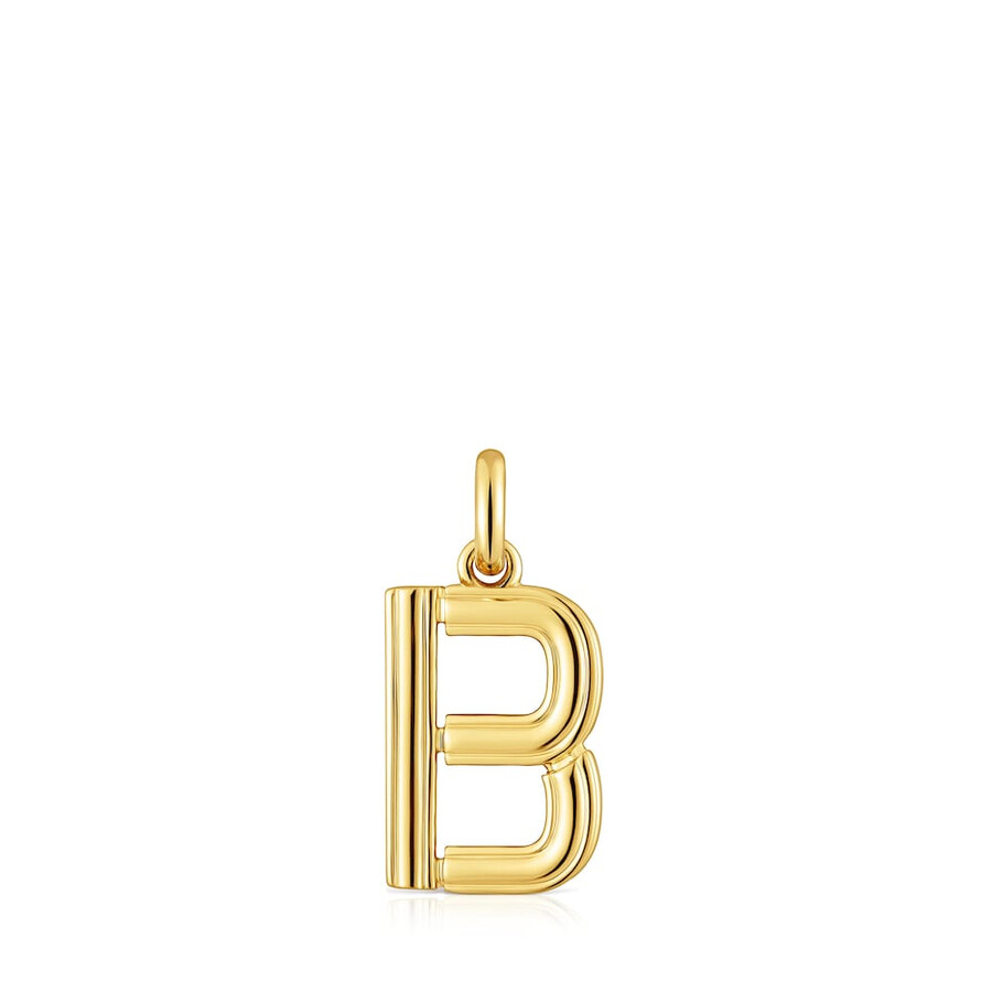 mittlerer anhänger mit dem buchstaben b aus 18-karätigem gold über silber tous alphabet