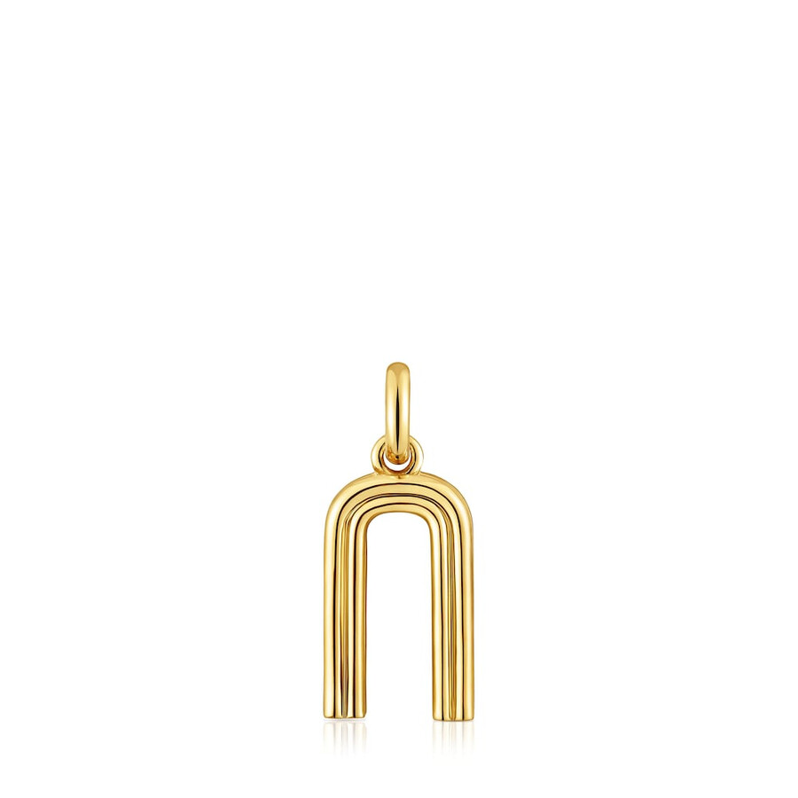 mittlerer anhänger mit dem buchstaben n aus 18-karätigem gold über silber tous alphabet