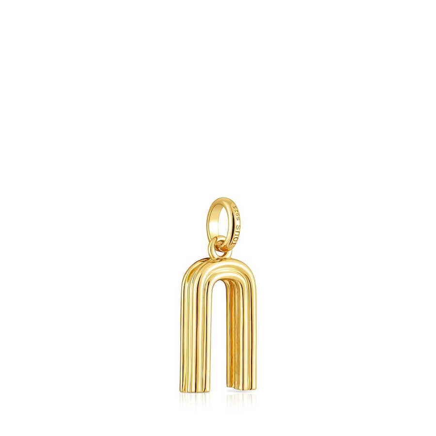 mittlerer anhänger mit dem buchstaben n aus 18-karätigem gold über silber tous alphabet