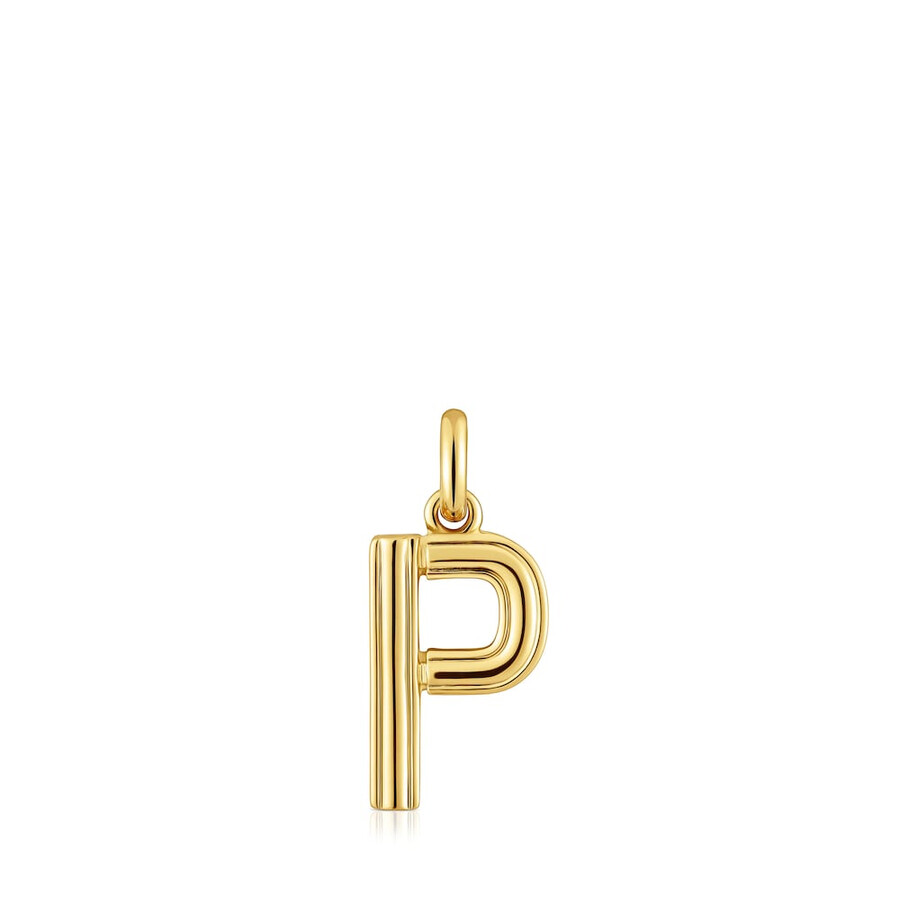 mittlerer anhänger mit dem buchstaben p aus 18-karätigem gold über silber tous alphabet