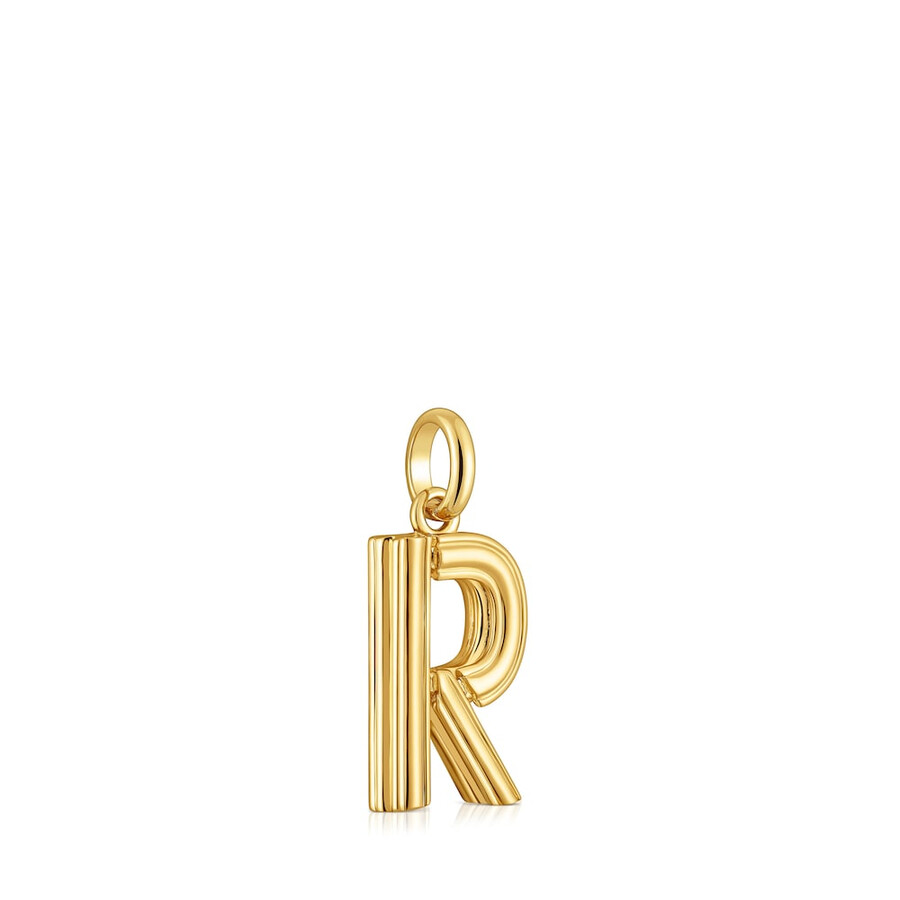 mittlerer anhänger mit dem buchstaben r aus 18-karätigem gold über silber tous alphabet