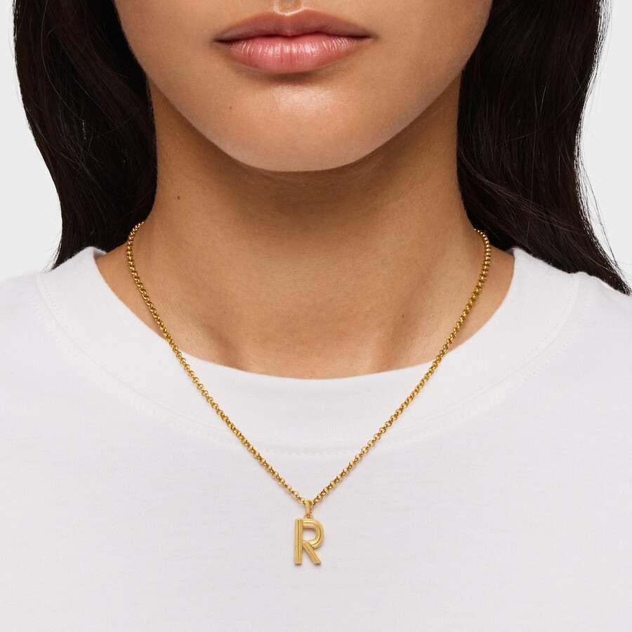mittlerer anhänger mit dem buchstaben r aus 18-karätigem gold über silber tous alphabet