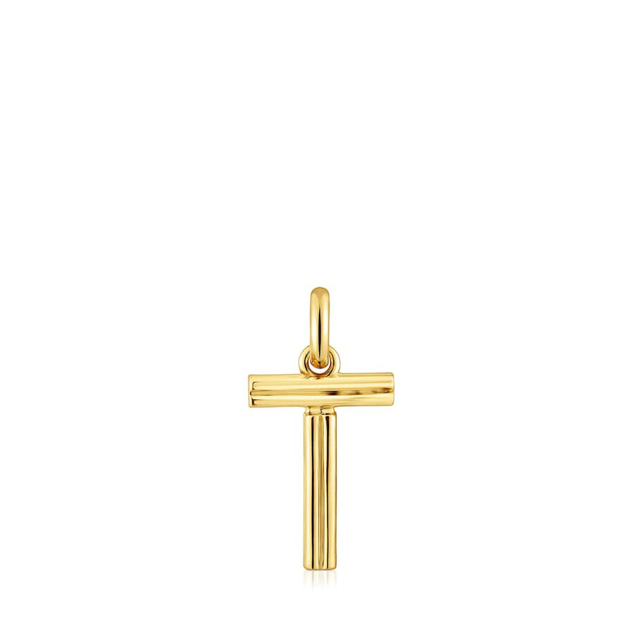 mittlerer anhänger mit dem buchstaben t aus 18-karätigem gold über silber tous alphabet