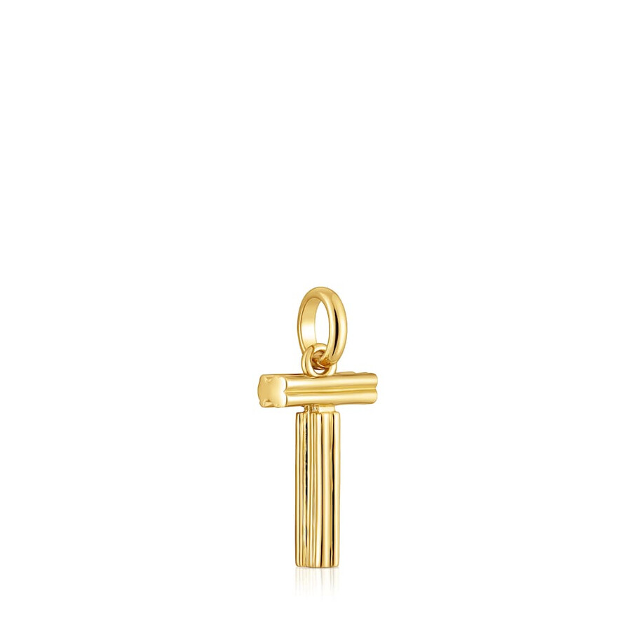 mittlerer anhänger mit dem buchstaben t aus 18-karätigem gold über silber tous alphabet