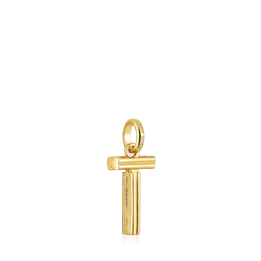 mittlerer anhänger mit dem buchstaben t aus 18-karätigem gold über silber tous alphabet
