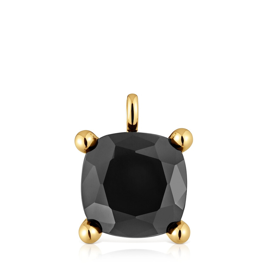 großer anhänger aus 18-karätigem gold auf silber und onyx farbe schwarz