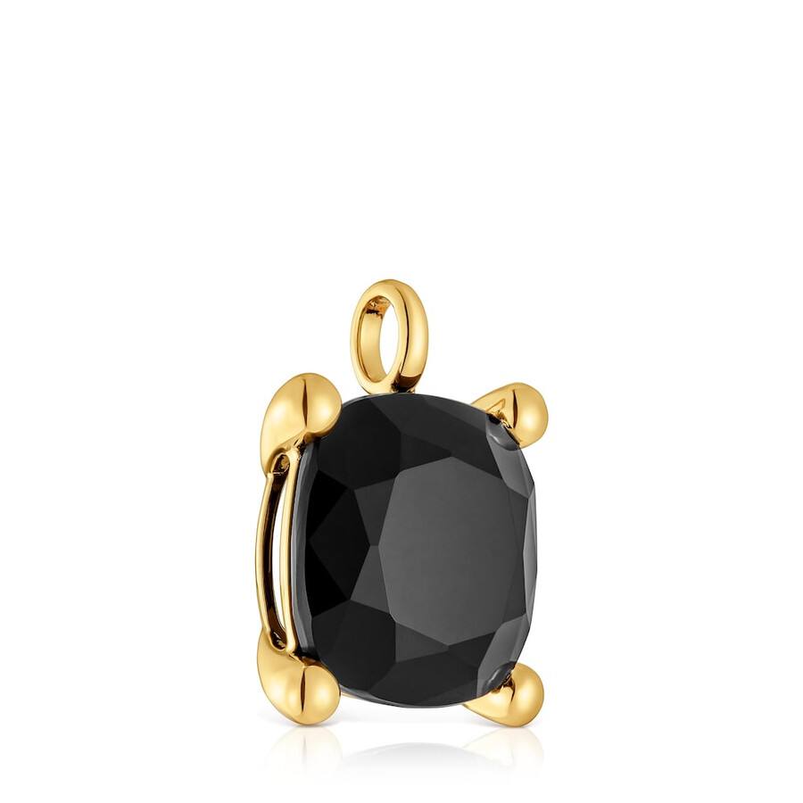 großer anhänger aus 18-karätigem gold auf silber und onyx farbe schwarz