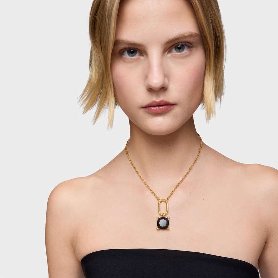 großer anhänger aus 18-karätigem gold auf silber und onyx farbe schwarz