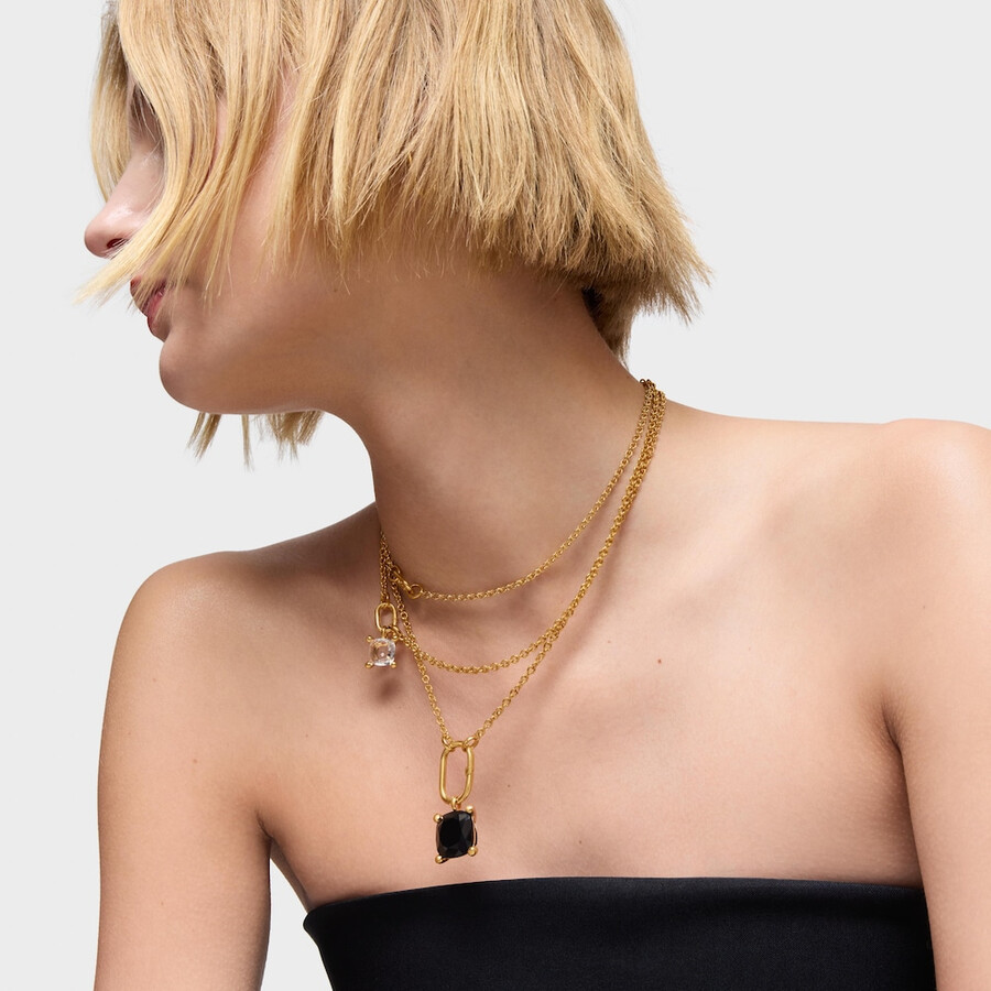 großer anhänger aus 18-karätigem gold auf silber und onyx farbe schwarz