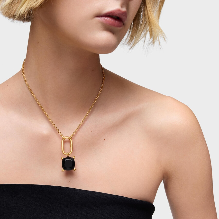 großer anhänger aus 18-karätigem gold auf silber und onyx farbe schwarz