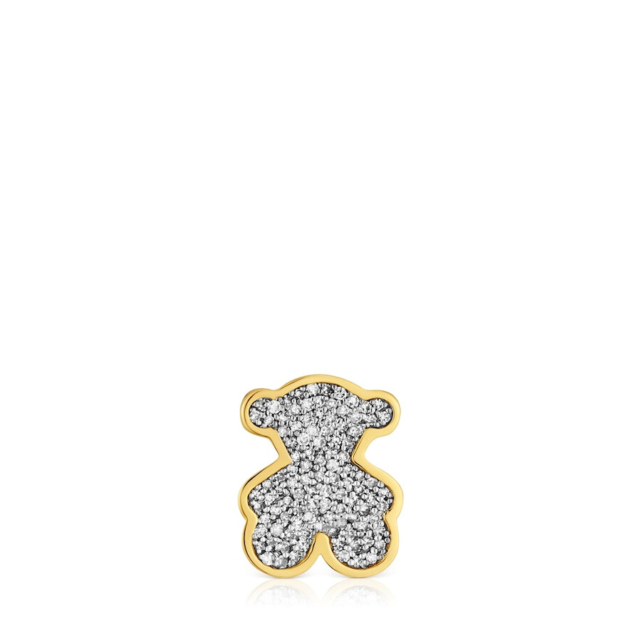 anhänger aus silber mit bärenmotiv vergoldet mit 18 karat gold und diamanten hergestellt in den usa um 1950.