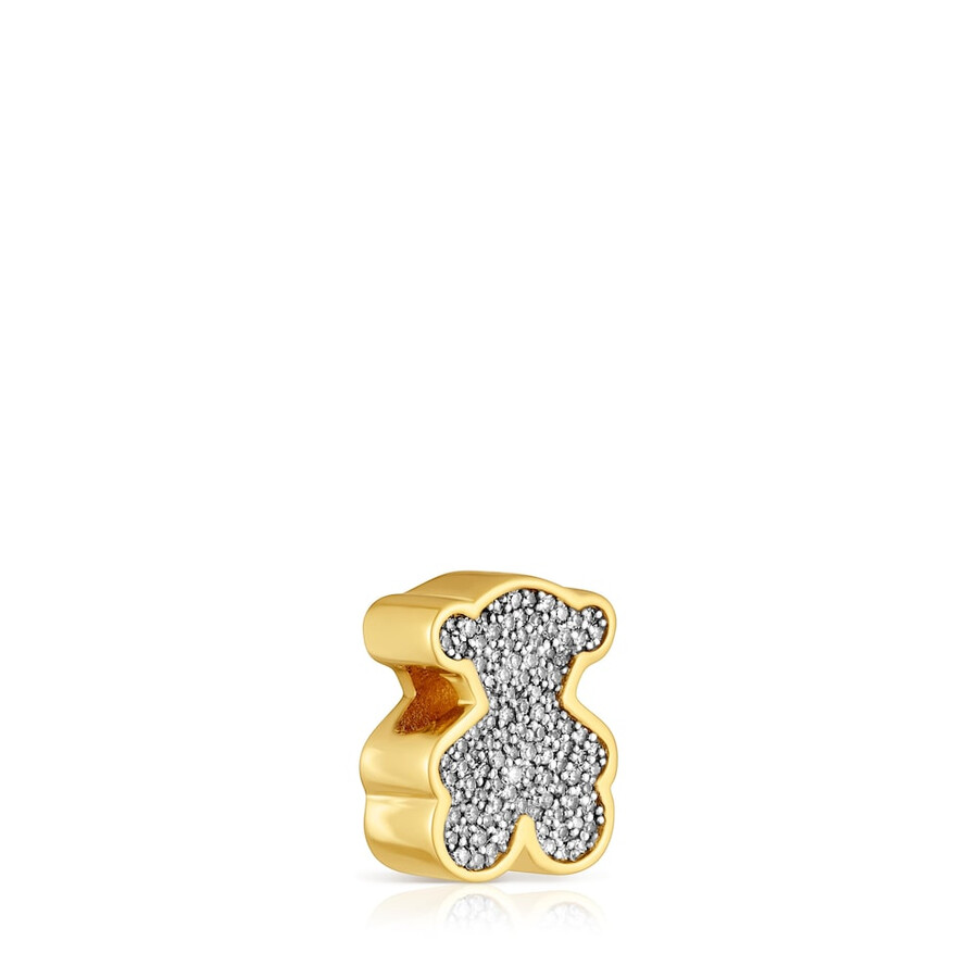 anhänger aus silber mit bärenmotiv vergoldet mit 18 karat gold und diamanten hergestellt in den usa um 1950.
