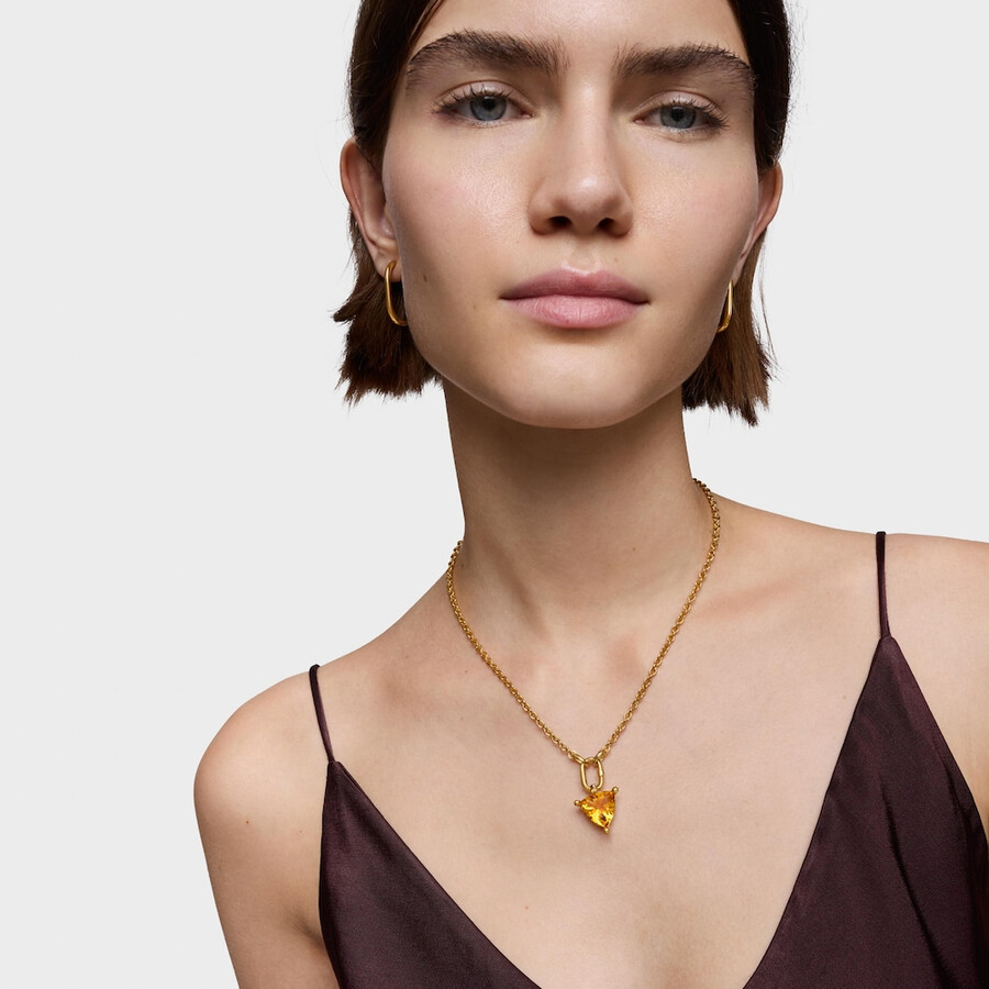 kleiner anhänger aus 18-karätigem gold über silber und im labor gezüchtetem citrin tous-farbe lgg.