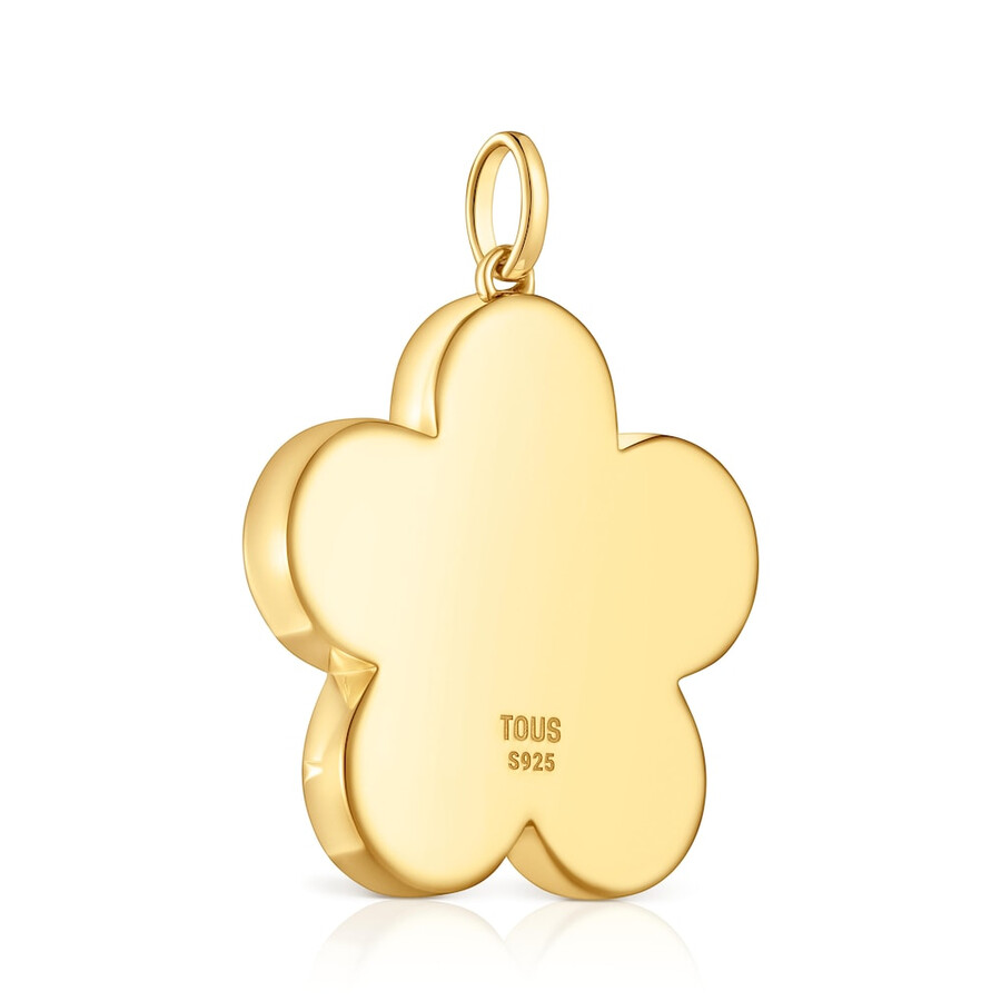 mittelgroßer 27-mm-blumenanhänger aus 18-karätiger vergoldung auf silber sweet dolls