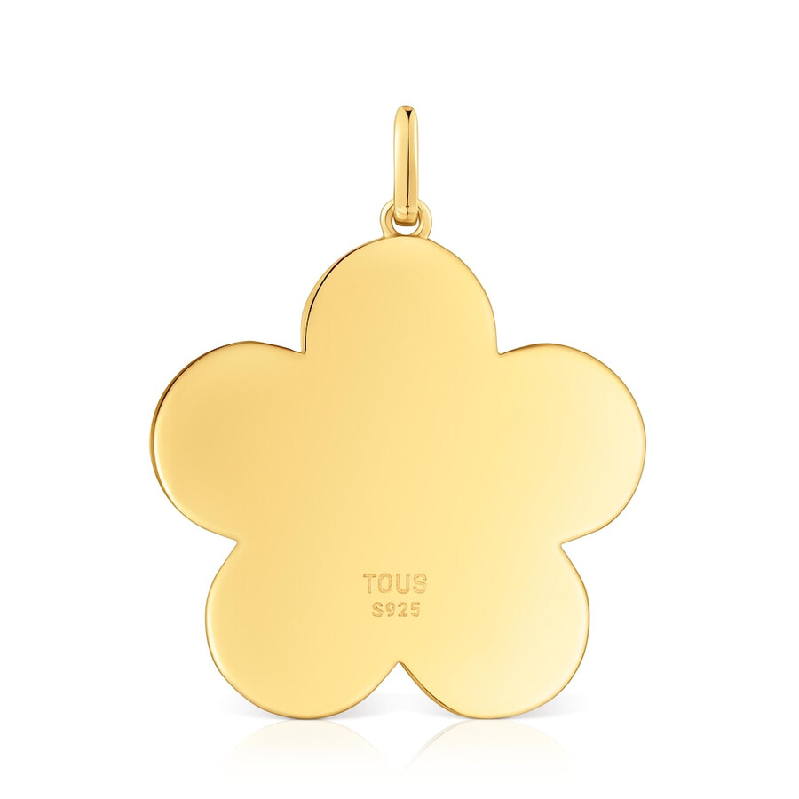 mittelgroßer 27-mm-blumenanhänger aus 18-karätiger vergoldung auf silber sweet dolls