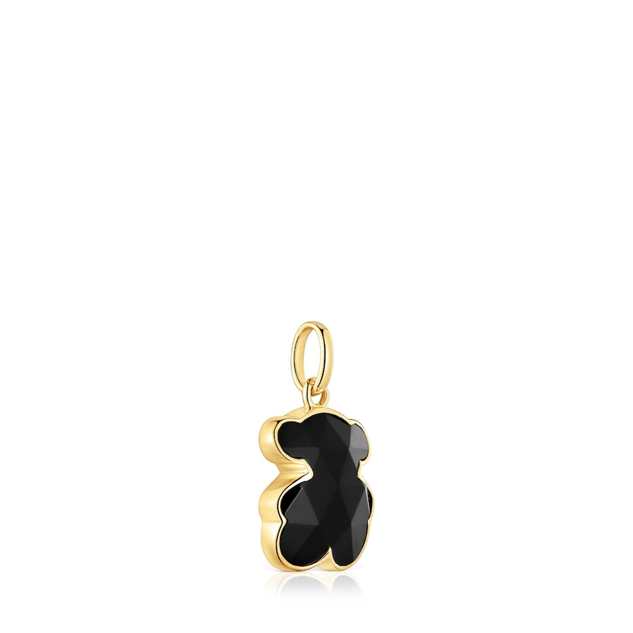 kleiner bärenanhänger aus 18-karätigem gold auf silber mit onyx-bärenmotiv tous icon color