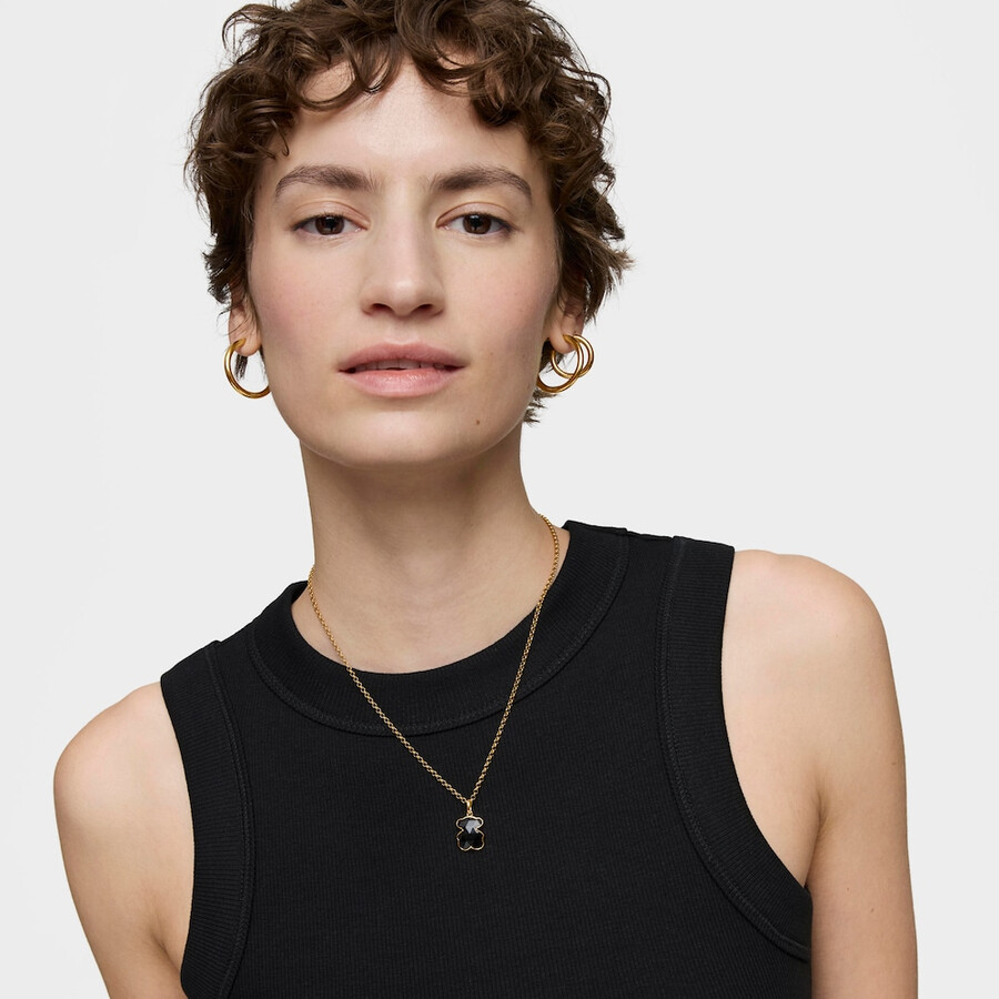 kleiner bärenanhänger aus 18-karätigem gold auf silber mit onyx-bärenmotiv tous icon color