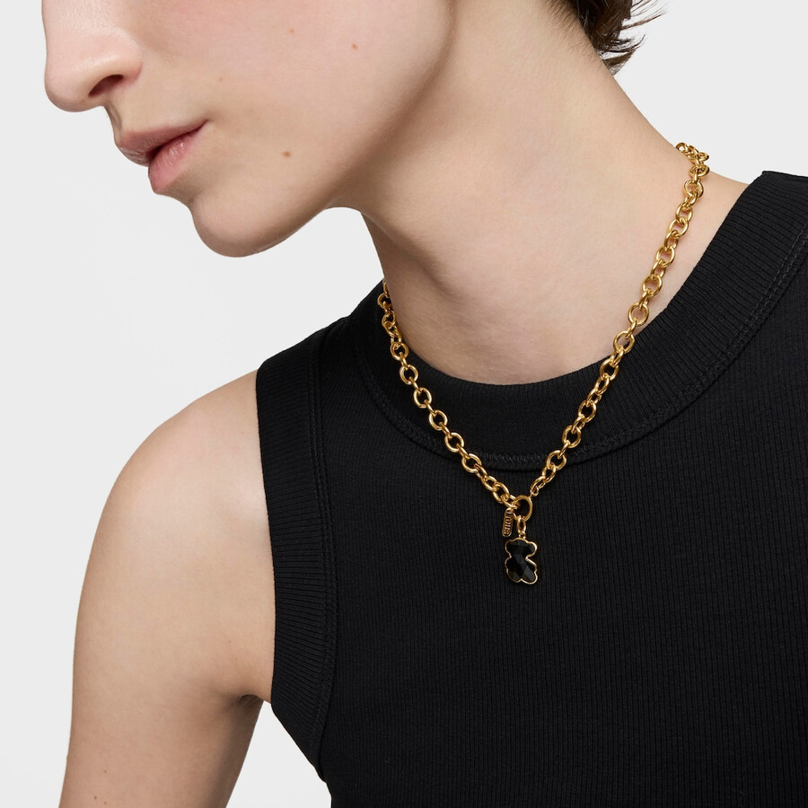 kleiner bärenanhänger aus 18-karätigem gold auf silber mit onyx-bärenmotiv tous icon color