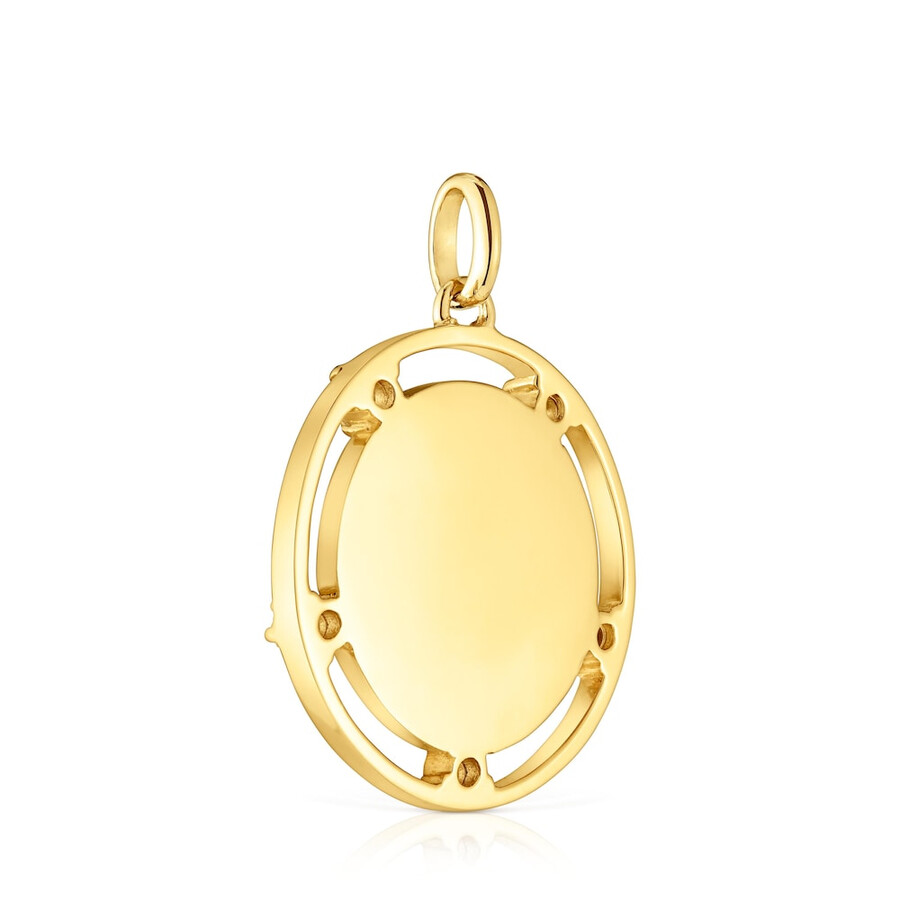 medaillon-anhänger aus 18-karätigem gold über silber mit topasen von tous basics