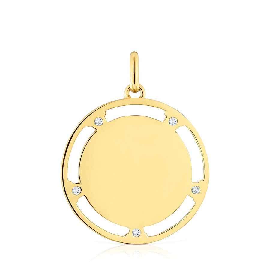 medaillon-anhänger aus 18-karätigem gold über silber mit topasen von tous basics