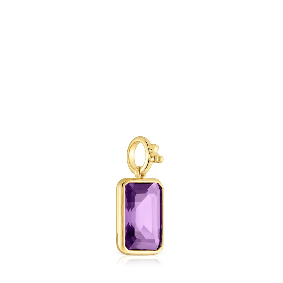 kleiner anhänger aus 18-karätigem gold auf silber mit amethyst-medaillons