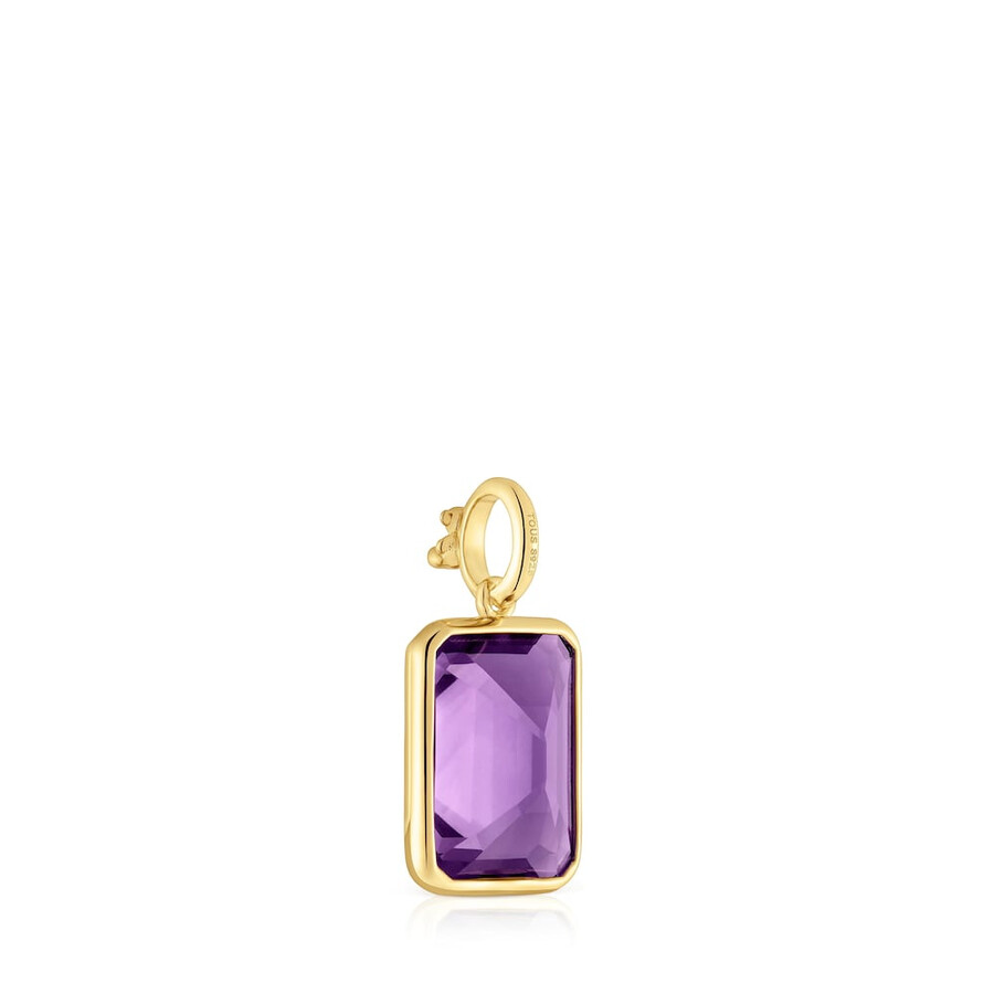 kleiner anhänger aus 18-karätigem gold auf silber mit amethyst-medaillons
