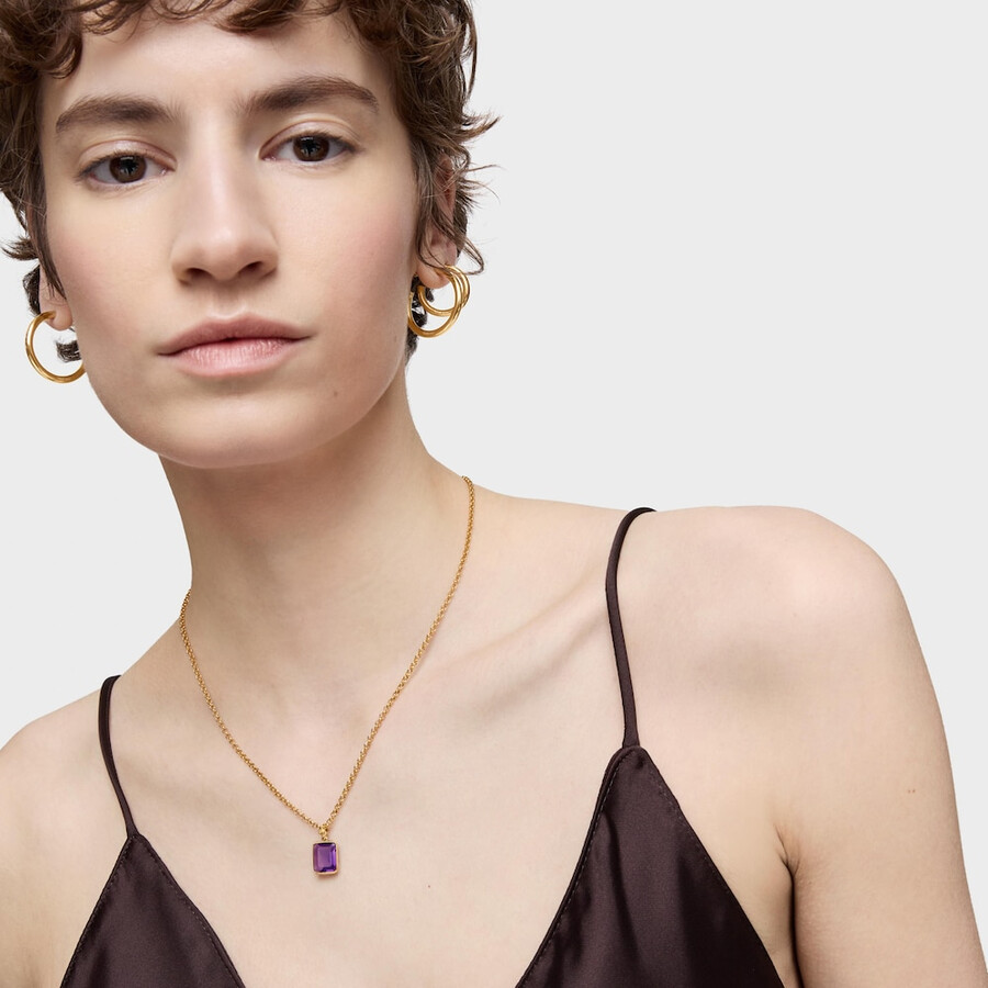 kleiner anhänger aus 18-karätigem gold auf silber mit amethyst-medaillons
