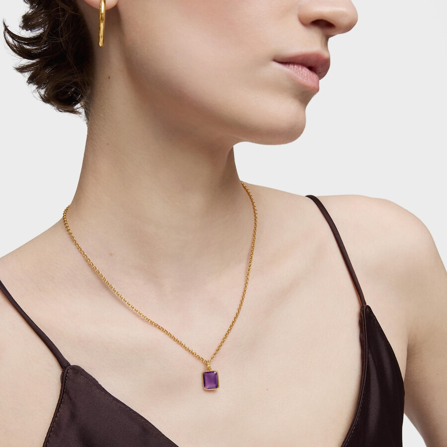 kleiner anhänger aus 18-karätigem gold auf silber mit amethyst-medaillons