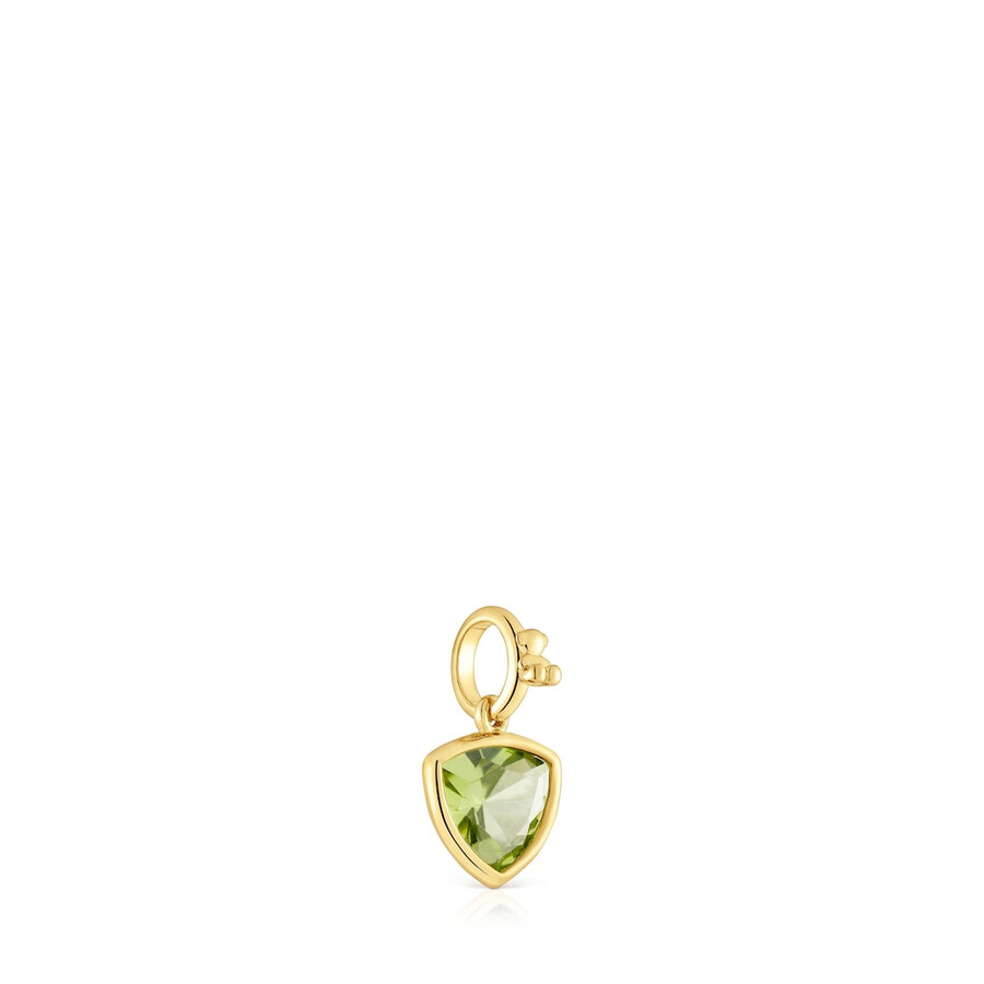 kleiner anhänger aus 18-karätigem gold auf silber mit peridot-medaillons