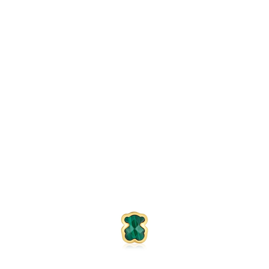7 mm großer anhänger mit bärenmotiv aus 18-karätigem gold über silber und malachit tous basics