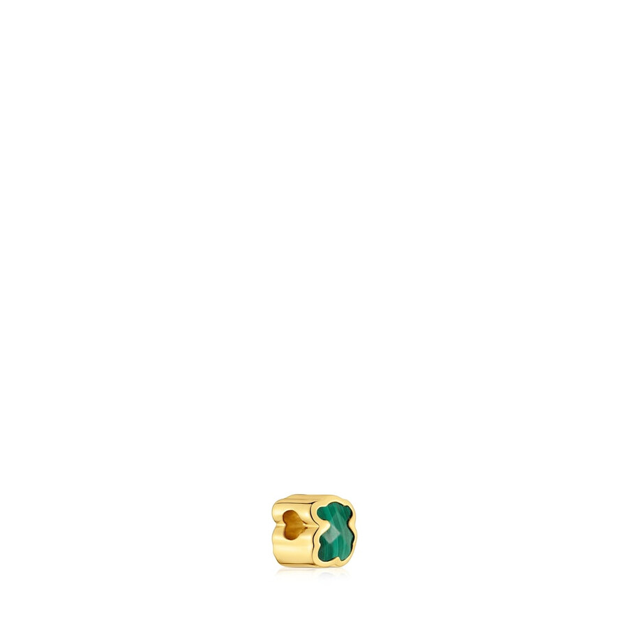 7 mm großer anhänger mit bärenmotiv aus 18-karätigem gold über silber und malachit tous basics