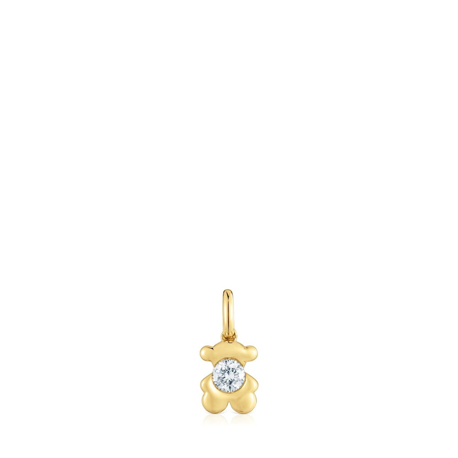 goldener bärenanhänger mit im labor gezüchtetem diamanten von tous lili