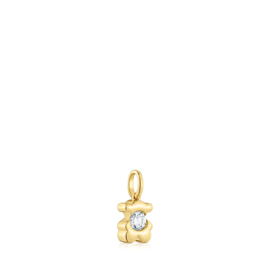 goldener bärenanhänger mit im labor gezüchtetem diamanten von tous lili