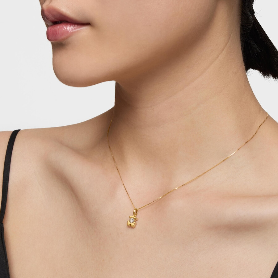 goldener bärenanhänger mit im labor gezüchtetem diamanten von tous lili