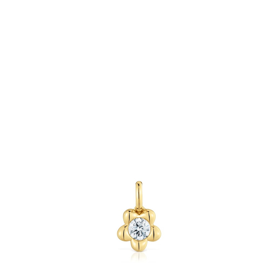 goldener blumenanhänger mit im labor gezüchtetem diamanten von tous lili