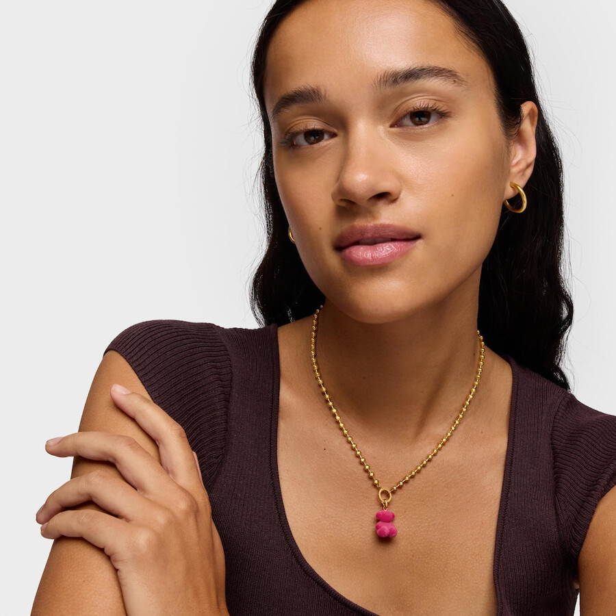 anhänger in form eines rosa samtbären mit 18-karätiger vergoldung auf silber modell bold bear
