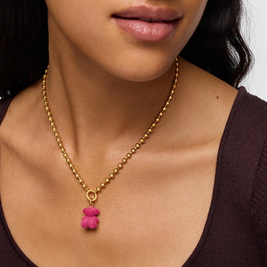 anhänger in form eines rosa samtbären mit 18-karätiger vergoldung auf silber modell bold bear
