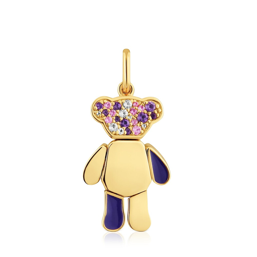 bärenanhänger mit 18-karätiger vergoldung auf silber und amethysten teddybär