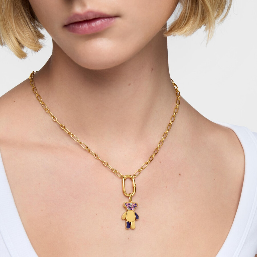 bärenanhänger mit 18-karätiger vergoldung auf silber und amethysten teddybär